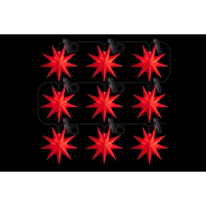 Sterntaler Sternenkette mit 9 roten LED Sternen für Innen und Außen, mit Timer.