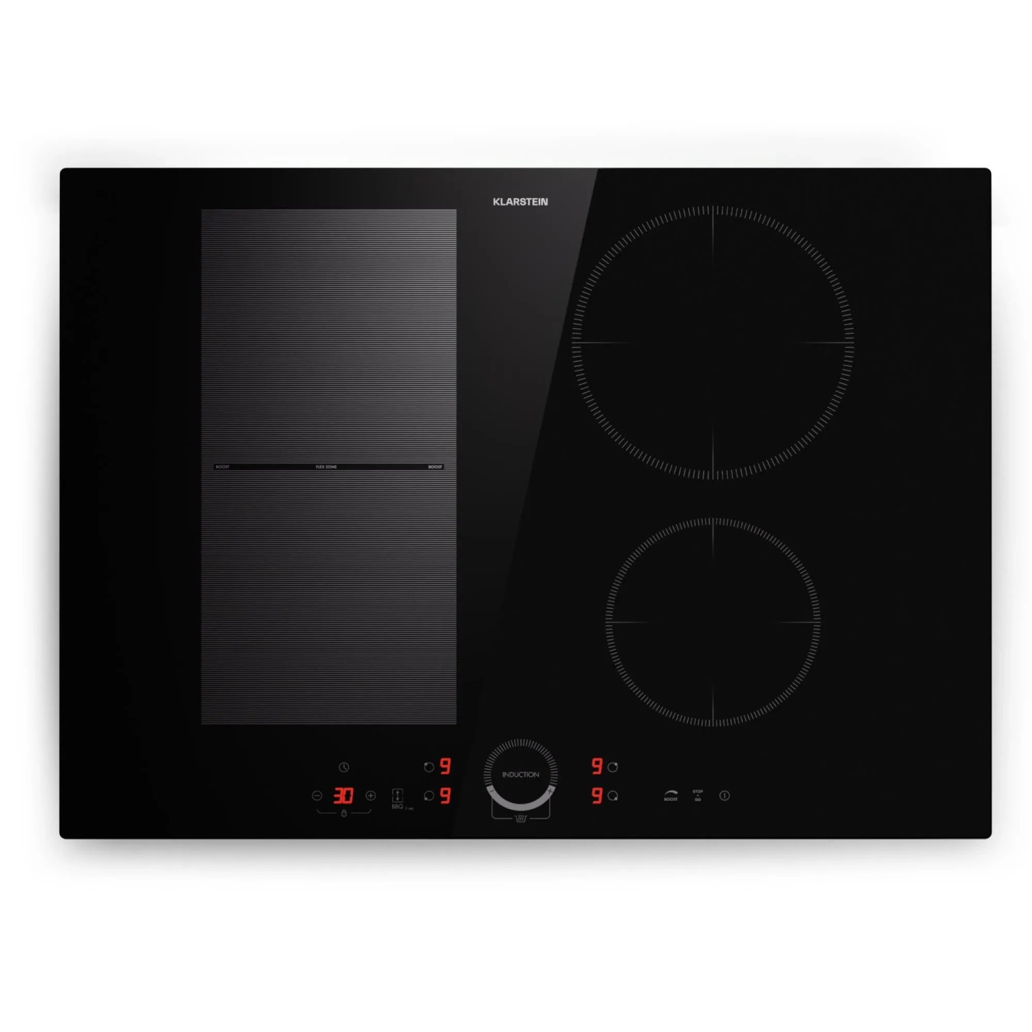 Klarstein Delicatessa 70 Hybrid Einbaukochfeld Induktion 4 Zonen 7000 W Glaskeramik Schwarz