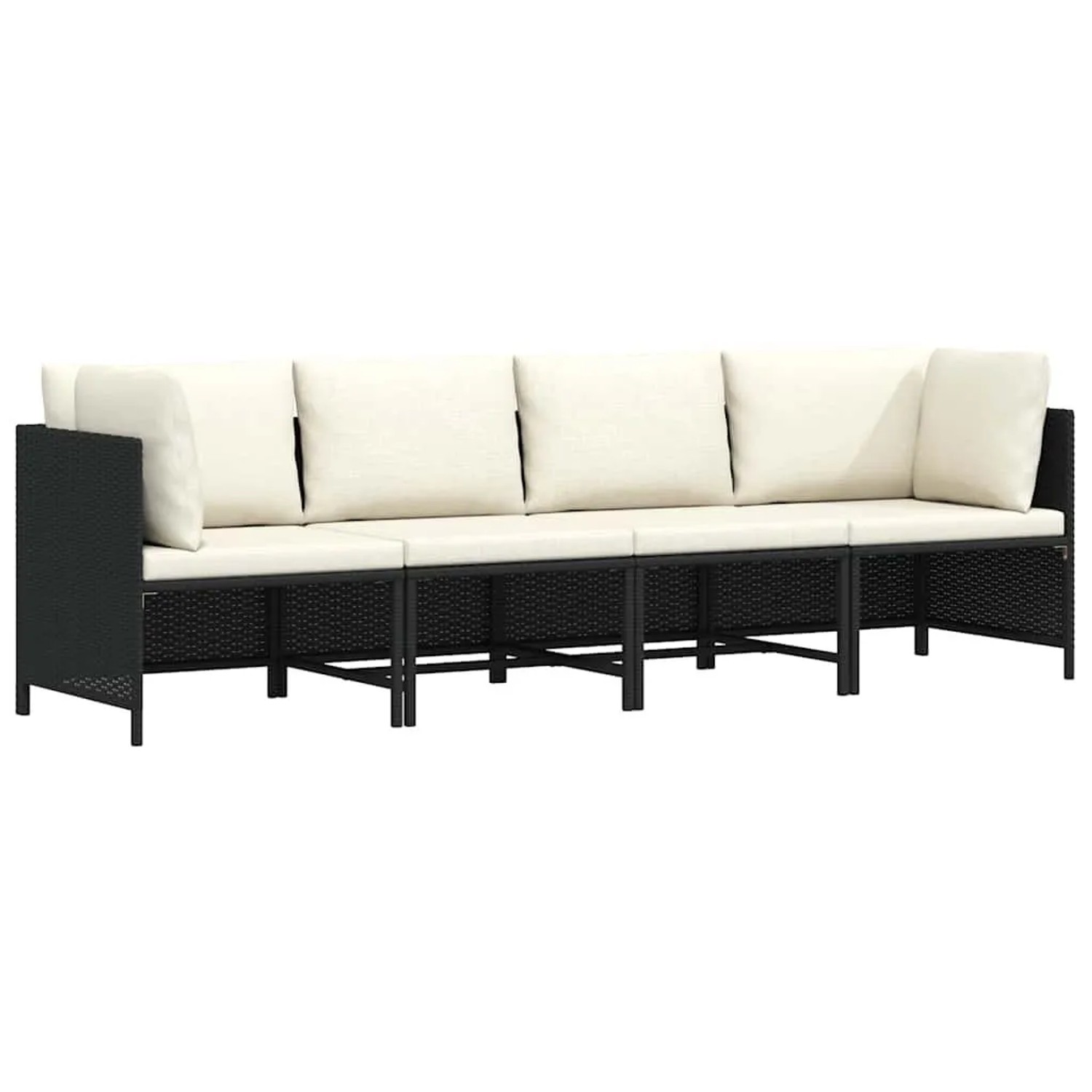 vidaXL 4-Sitzer-Gartensofa mit Auflagen Schwarz Poly Rattan 313515