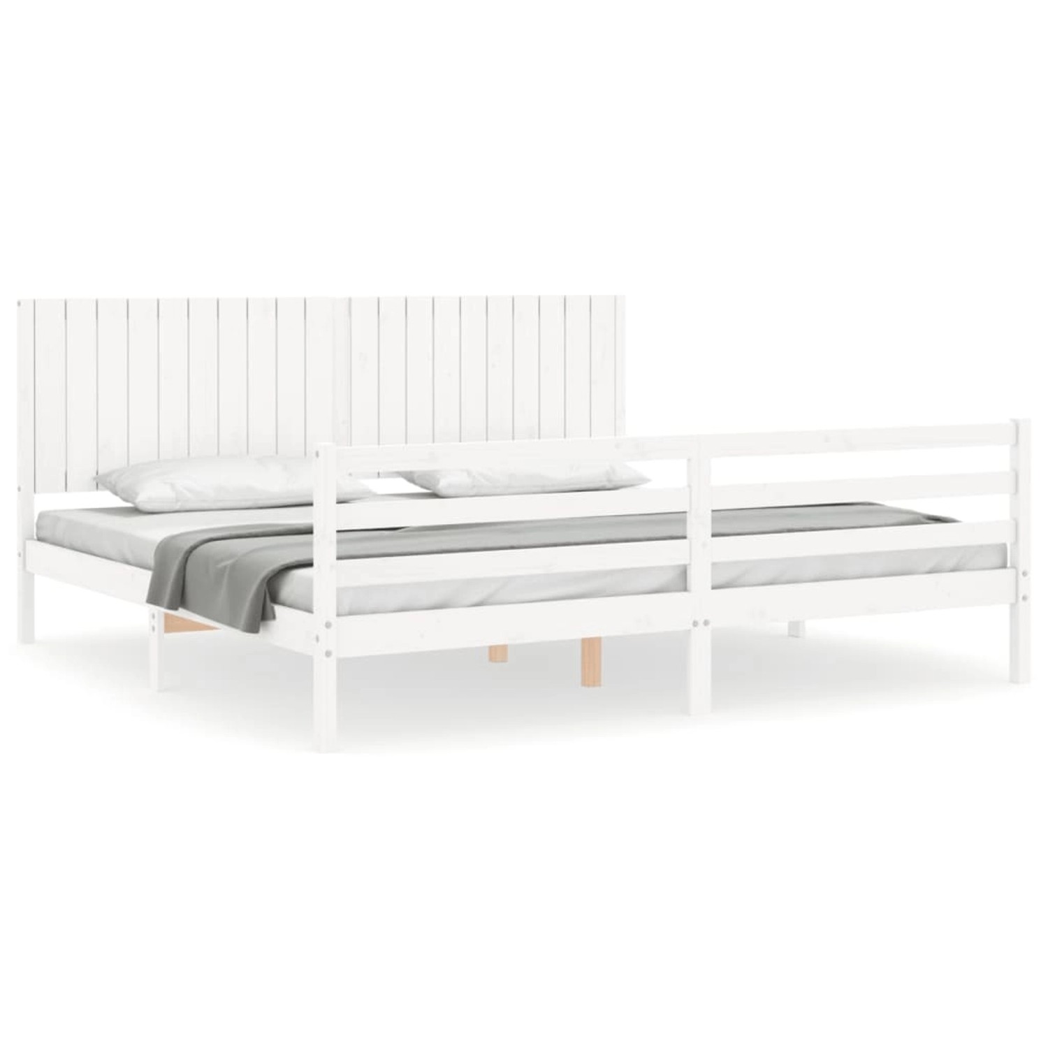vidaXL Massivholzbett mit Kopfteil Weiß 200x200 cm 3194787 günstig online kaufen