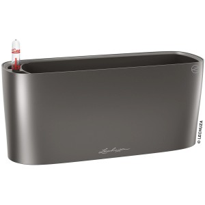 Lechuza Delta 10 Pflanzgefäß in Anthrazit Metallic, 30x11cm, mit Wasserstandsanzeiger.