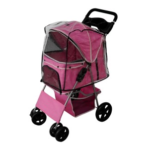 Rosa Monstershop Haustierwagen mit Regenabdeckung für Hunde und Katzen.