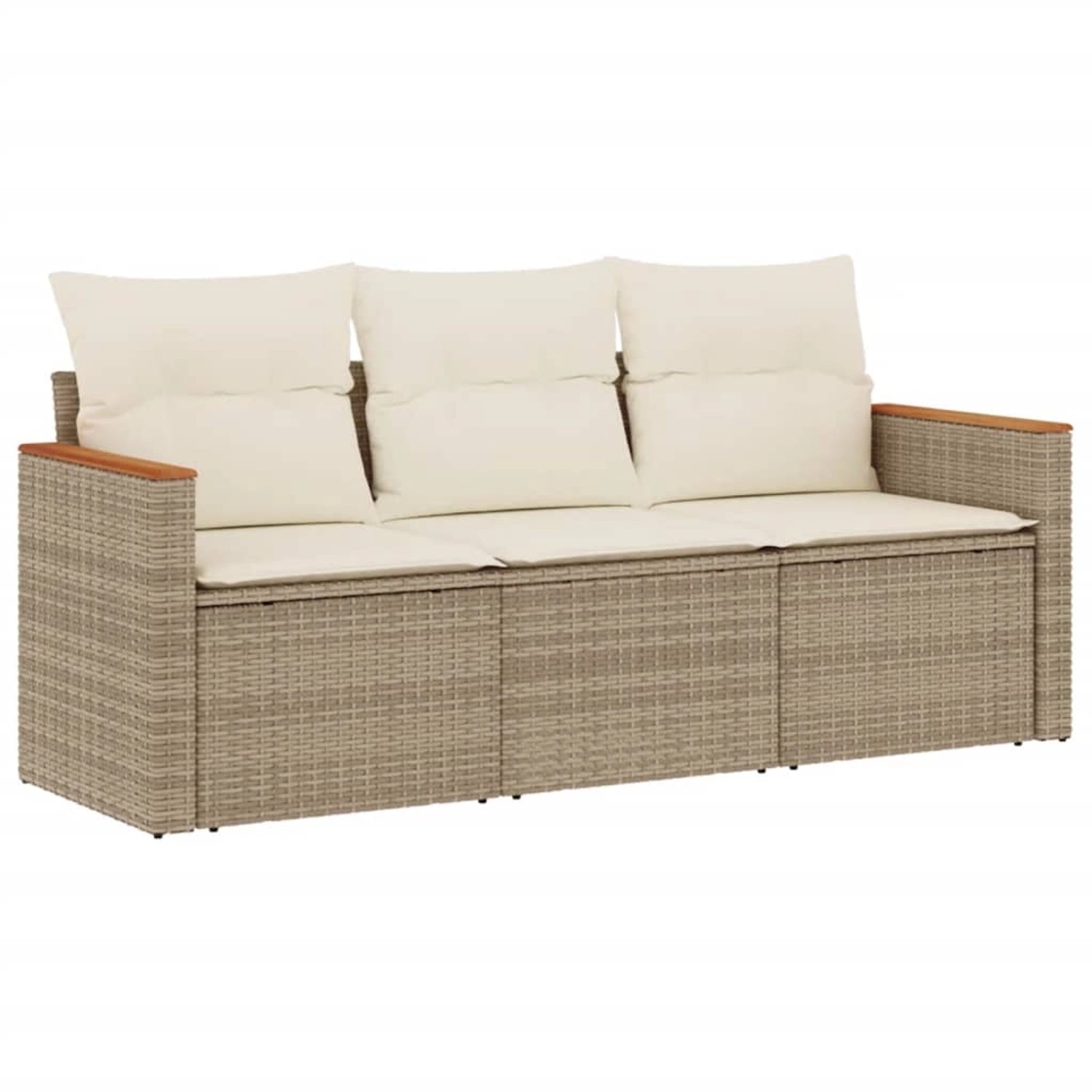 vidaXL 3-tlg Garten-Sofagarnitur mit Kissen Beige Poly Rattan Modell 23 günstig online kaufen