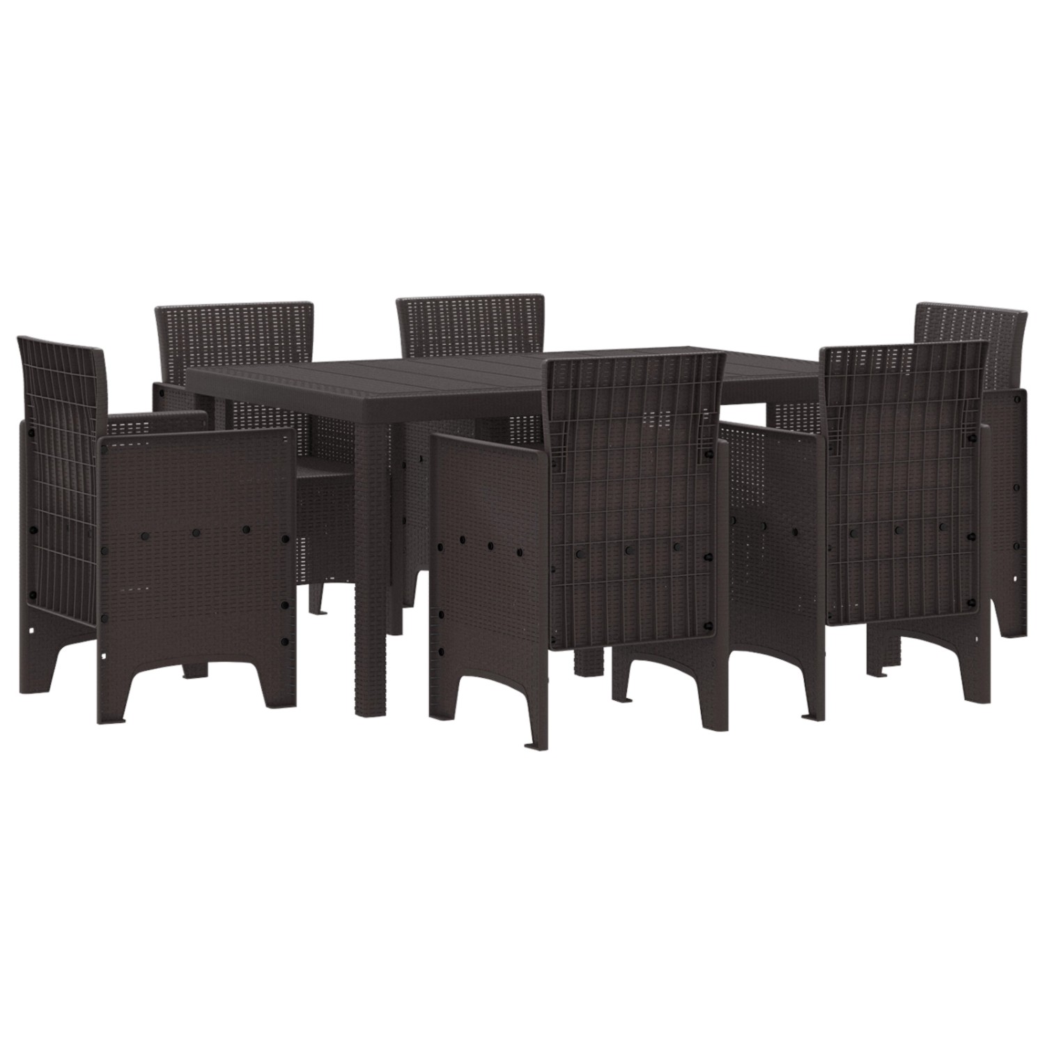 vidaXL 7-Teiliges Garten-Esszimmer-Set Braun Poly-Rattan 3378557 günstig online kaufen
