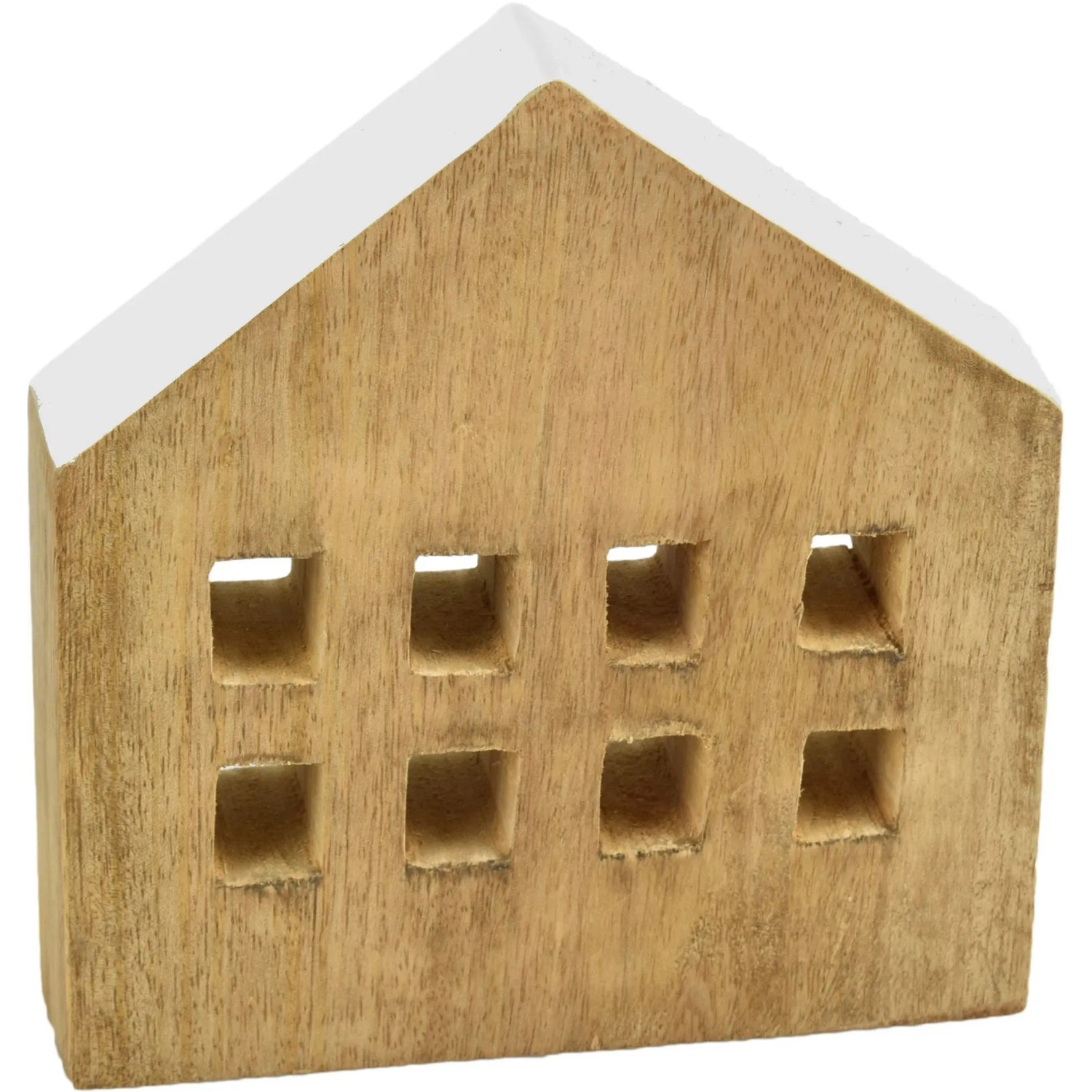 Deko-Haus aus Mangoholz 15 cm Natur-Weiß