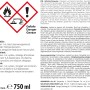 Gefahrstoff-Flasche 750ml: Entzündbar, reizend, Augenschutz tragen.