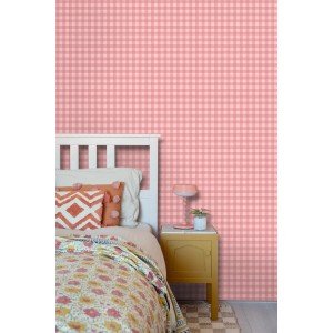 ESTAhome Tapete Karomuster Rosa 50 x 900 cm