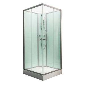 Schulte Komplettduschkabine Korfu II, Alu-Natur/Hellgrün, 89x89x202 cm.
