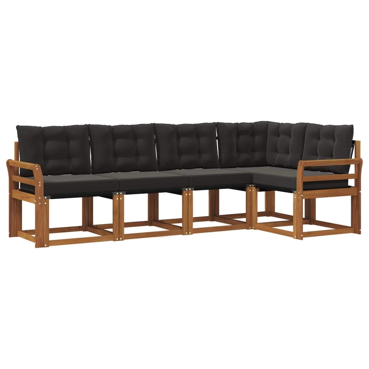 vidaXL Outdoor-Sofagarnitur mit Kissen 5-Tlg Natur und Schwarz 3368667