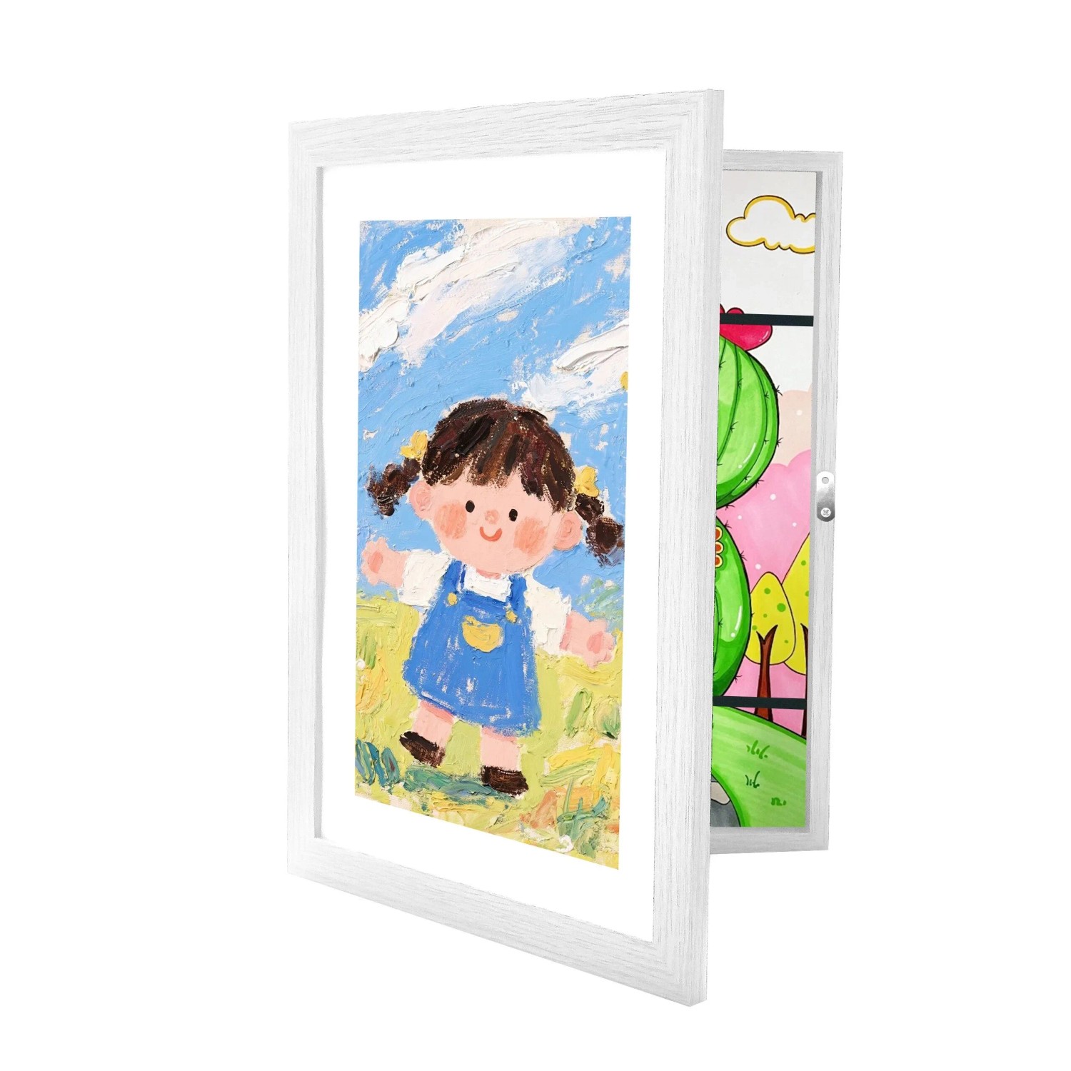 Relaxdays Kinderbilderrahmen A4 MDF Acrylglas Weiß Befüllbar 32 x 25,5 cm 500 g