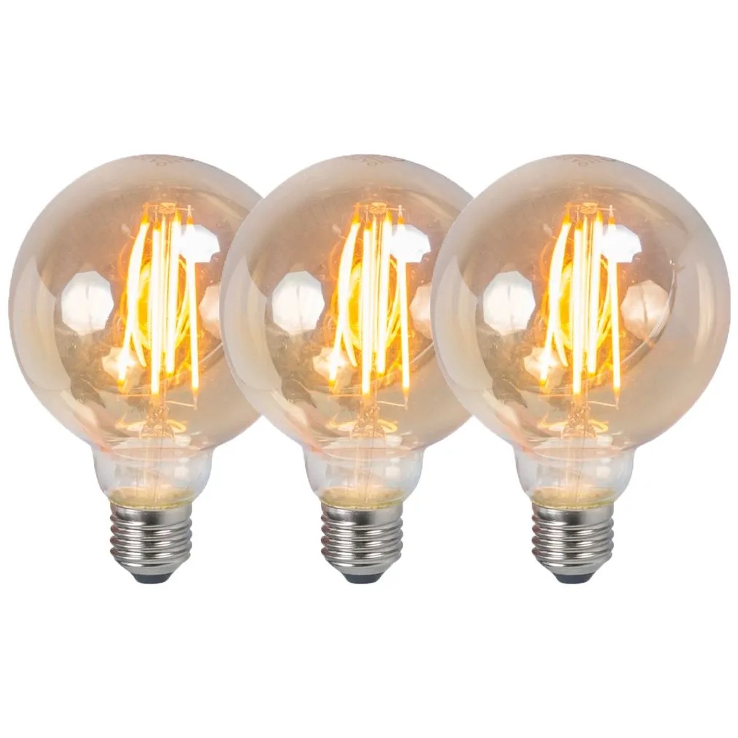 LUEDD 3er Set E27 Dimmbare LED Leuchtmittel G95 Rauch 5W 380lm 2200K