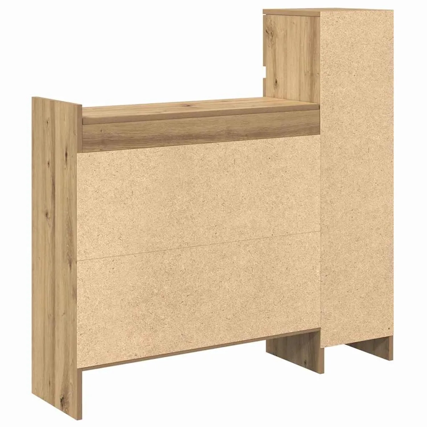 vidaXL Schuhschrank Eiche Handwerklich aus Holzwerkstoff. Detailansicht der Materialstruktur der Schuhkommode.