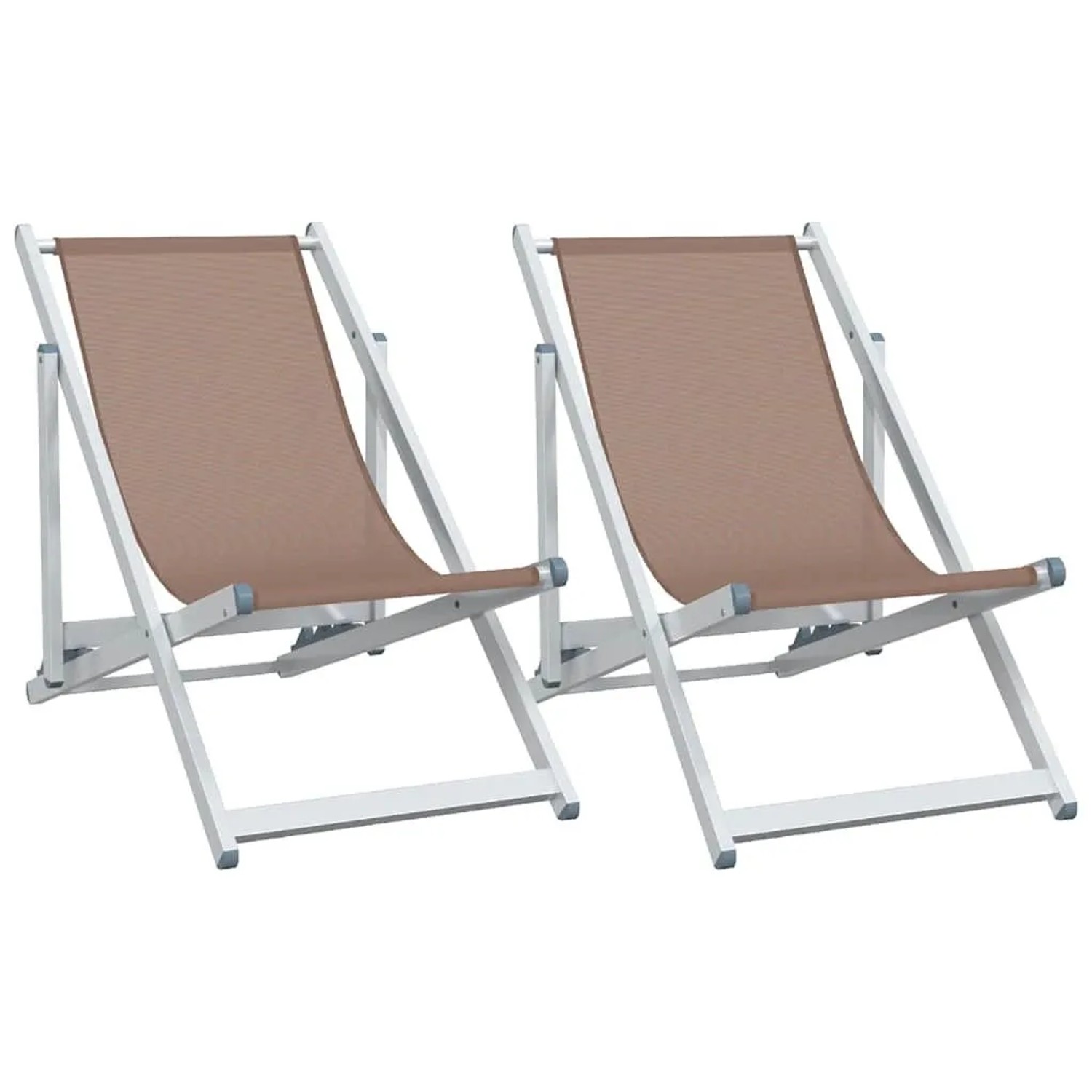 vidaXL Strandstühle 2 Stk Klappbar Braun Aluminium und Textilene 360170