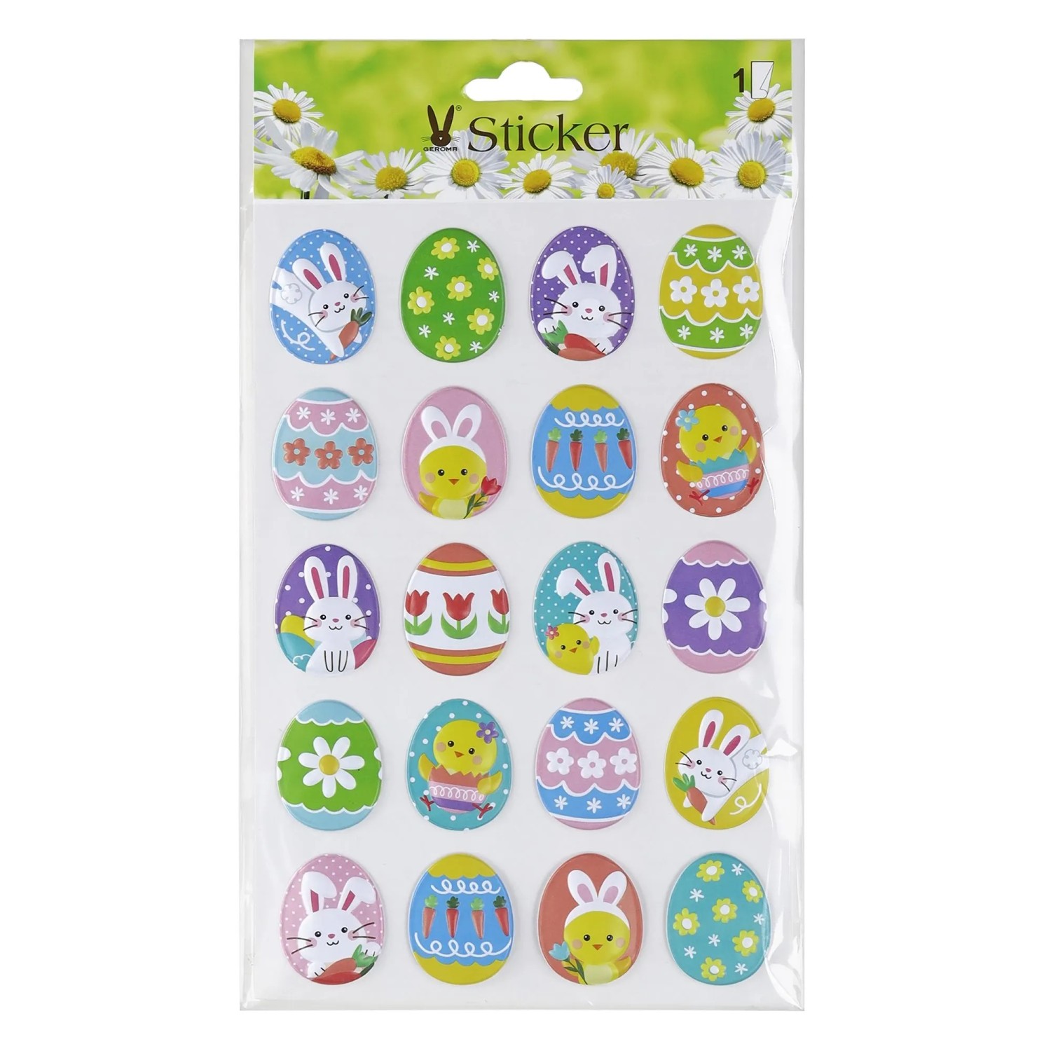Osterdeko 3D-Sticker Hase und Ei 3,5 cm Bunt