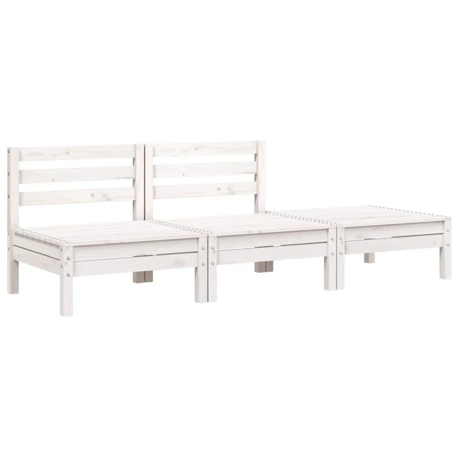 vidaXL Gartensofa 3-Sitzer Weiß Massivholz Kiefer 838034