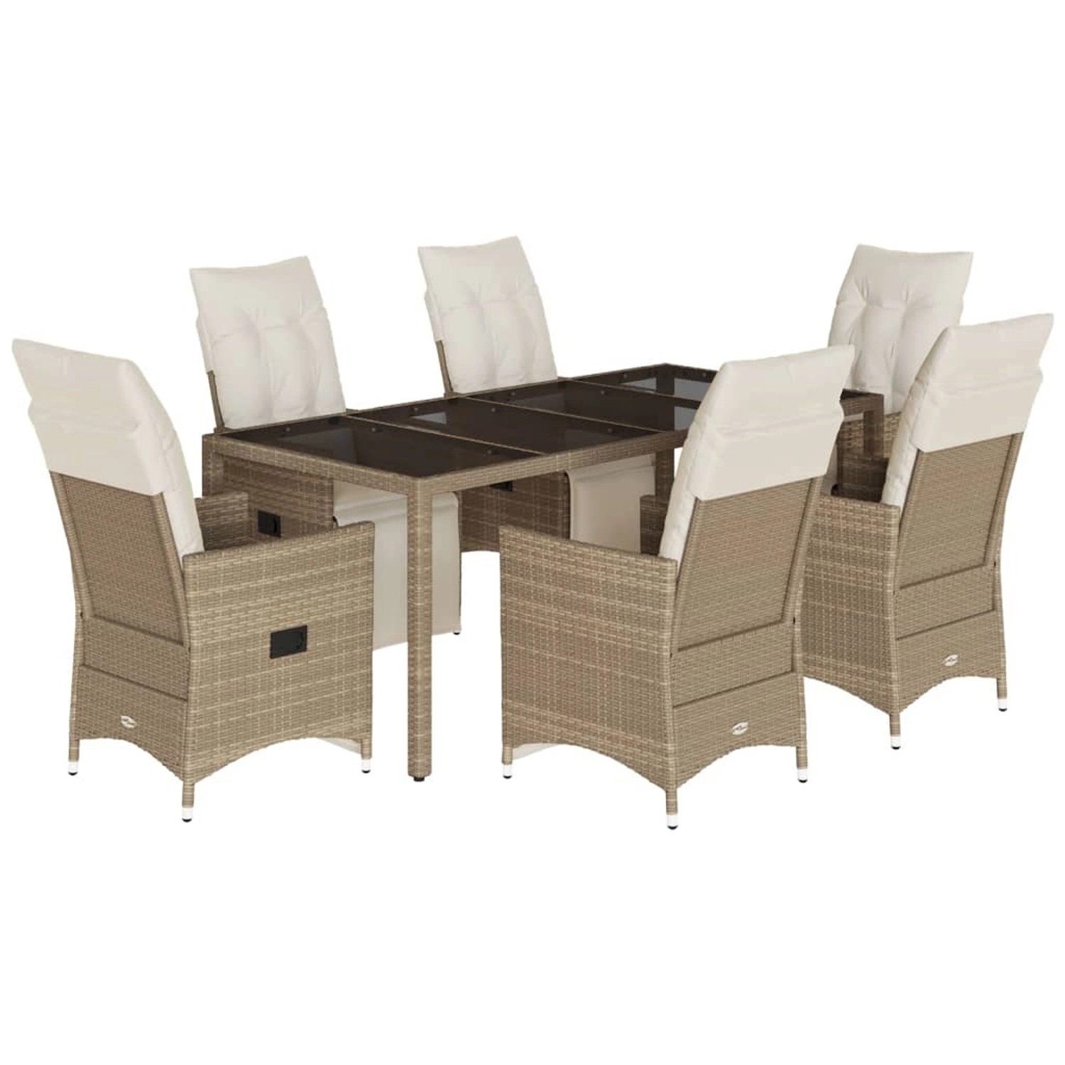 Thumbnail - vidaXL 7-Tlg Garten-Bistro-Set mit Kissen Beige Poly Rattan 3276941