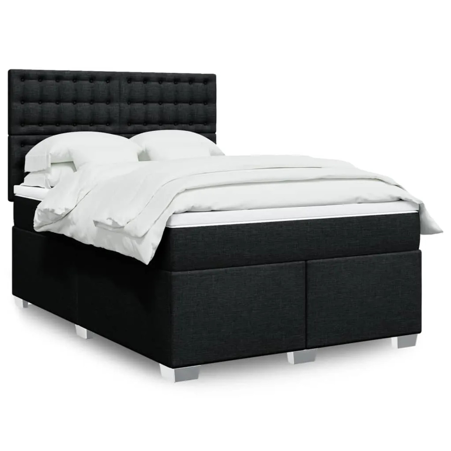 vidaXL Boxspringbett mit Matratze Schwarz 140x190 cm Stoff 3292799