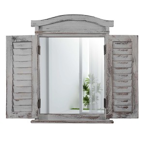 MCW Wandspiegel mit Fensterläden Grau Shabby