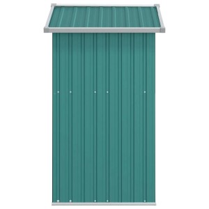 Grüner Geräteschuppen aus verzinktem Stahl, Gartenhaus zur Aufbewahrung von Gartengeräten.