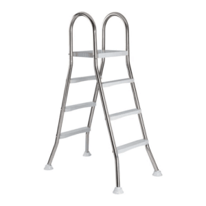 Poolomio Poolleiter, 3-stufig, Edelstahl mit Handlauf für Pools bis 120cm Höhe.