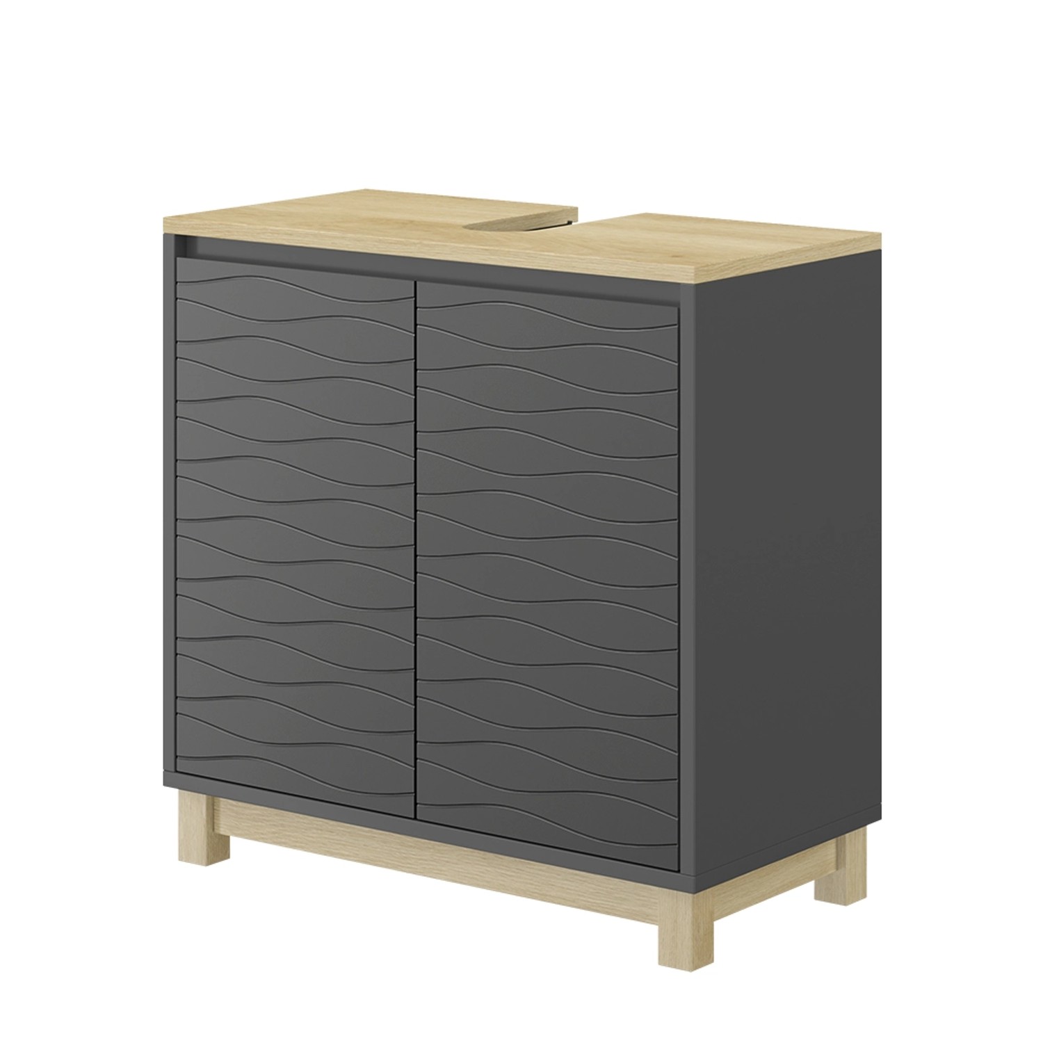 Vicco Waschbeckenunterschrank Livia Anthrazit 60 x 60 cm mit 2 Türen