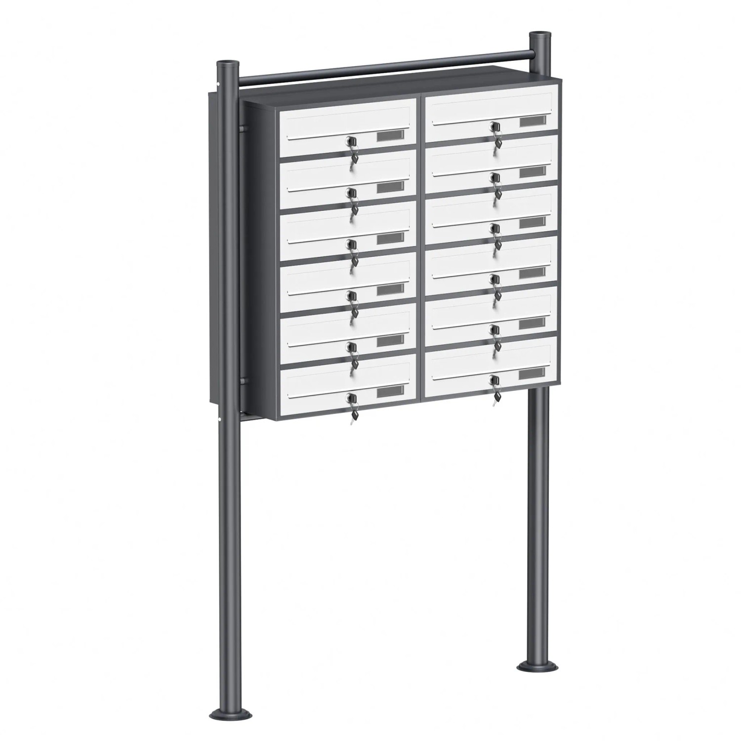 Wiltec 12Er Briefkastenanlage Anthrazit/Weiß 945X270X1500 Mm Standbriefkasten
