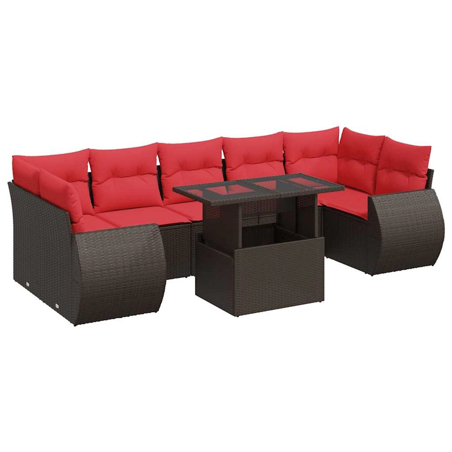 vidaXL 8-Tlg Garten-Sofagarnitur mit Kissen Braun Poly Rattan Akazie 332660 günstig online kaufen