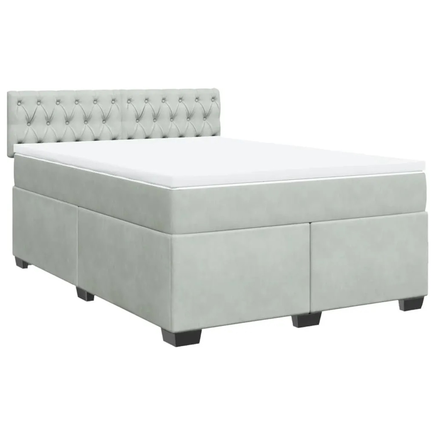 vidaXL Boxspringbett mit Matratze Hellgrau 140x190 cm Samt 3288612 günstig online kaufen