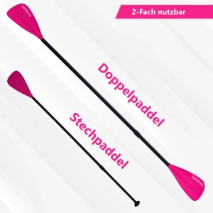 24Move Paddel Doppelpaddel 2in1 - SUP Stand Up Board- Kajak - Aluminium 230cm - Pink
