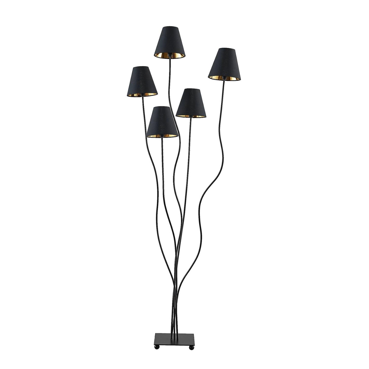 Thumbnail - Lindby Stehlampe Komalie 9627620 Modern in Schwarz aus Metall 5-flammig E14 Wohnzimmerleuchte