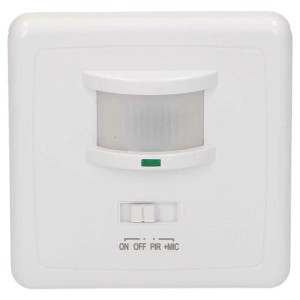 Weißer Orno Bewegungsmelder für Unterputzmontage, 160 Grad Erfassungswinkel.