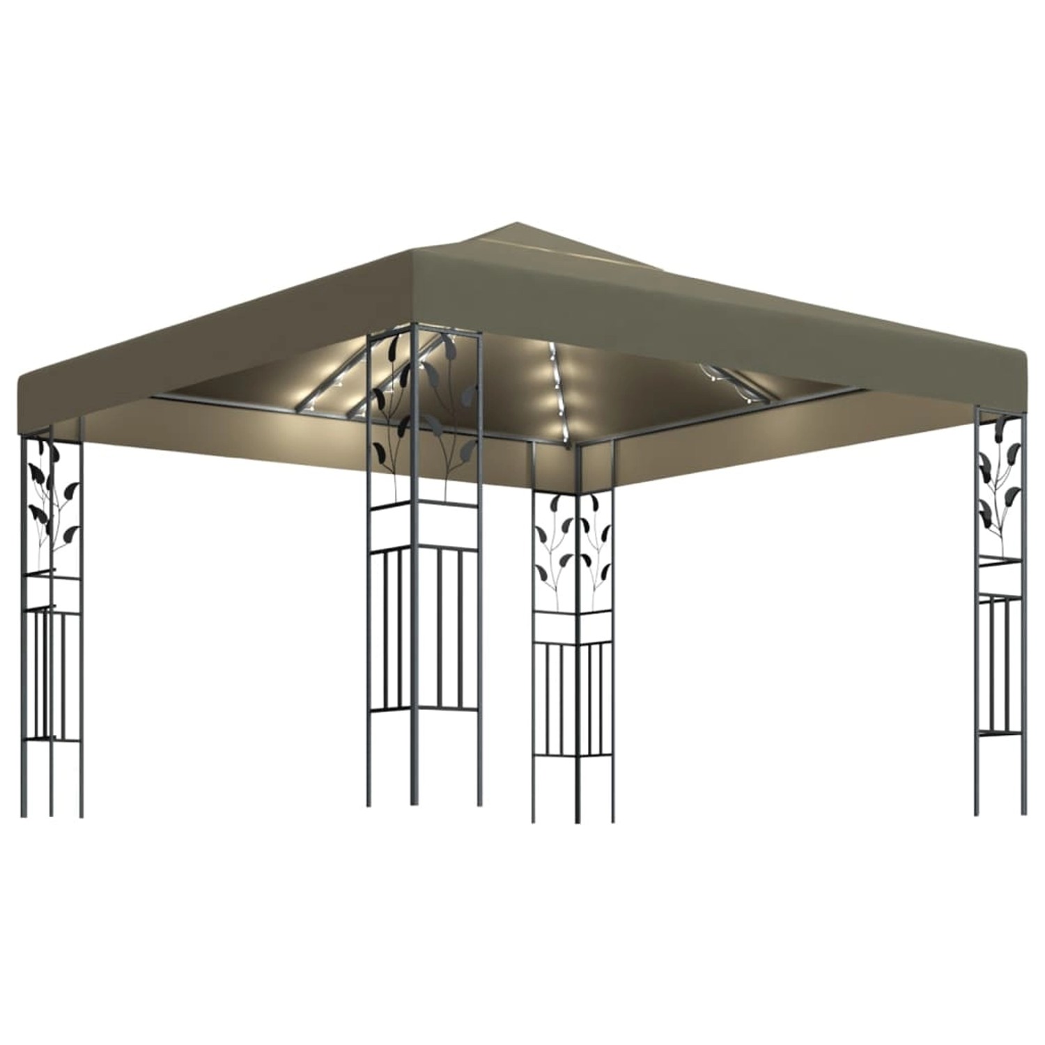 vidaXL Pavillon mit LED-Lichterkette 3x3 m Taupe Modell 1