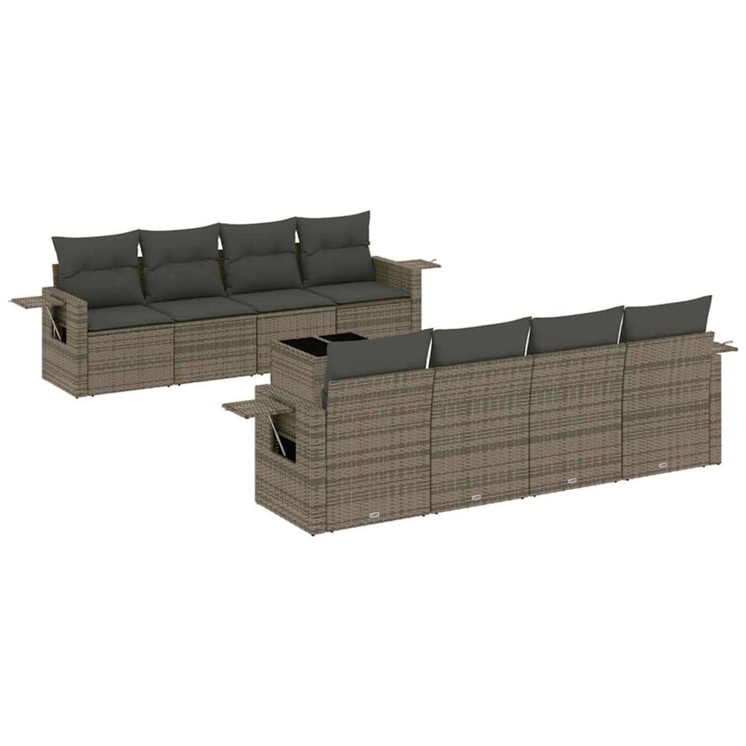 vidaXL 9-Tlg Garten-Sofagarnitur mit Kissen Hellgrau Poly Rattan 3252289 günstig online kaufen
