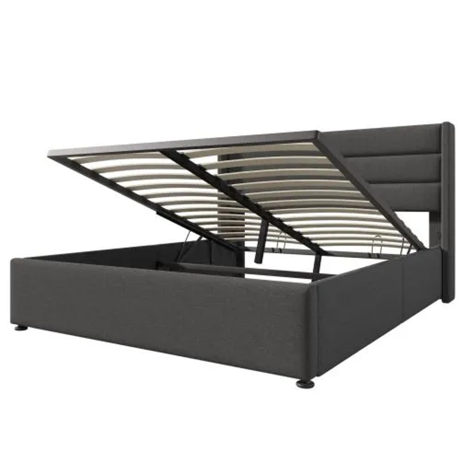 KOMHTOM Polsterbett Hydraulische 160x200 Cm Mit Stauraum  Lattenrost Aus Holz  Metallbett  Doppelbett  Graue Bettwäsche