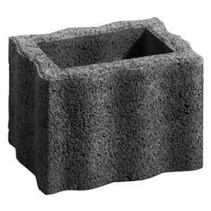 Anthrazitfarbener Pflanzstein Wellino mit Wellendesign, 30x20x20 cm.