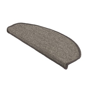 Halbrunde, graue Karat Stufenmatte aus Sisal mit Textilklebestreifen, 23,5x65 cm.