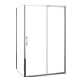 AICA Duschkabine 140x80cm mit Schiebetür, chromglänzender Rahmen, Klarglas. Dusche ohne Duschbecken.