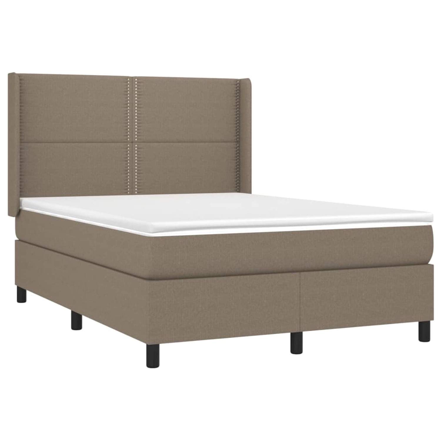 vidaXL Boxspringbett mit Matratze & LED Taupe 140x200 cm Stoff 3138241 günstig online kaufen
