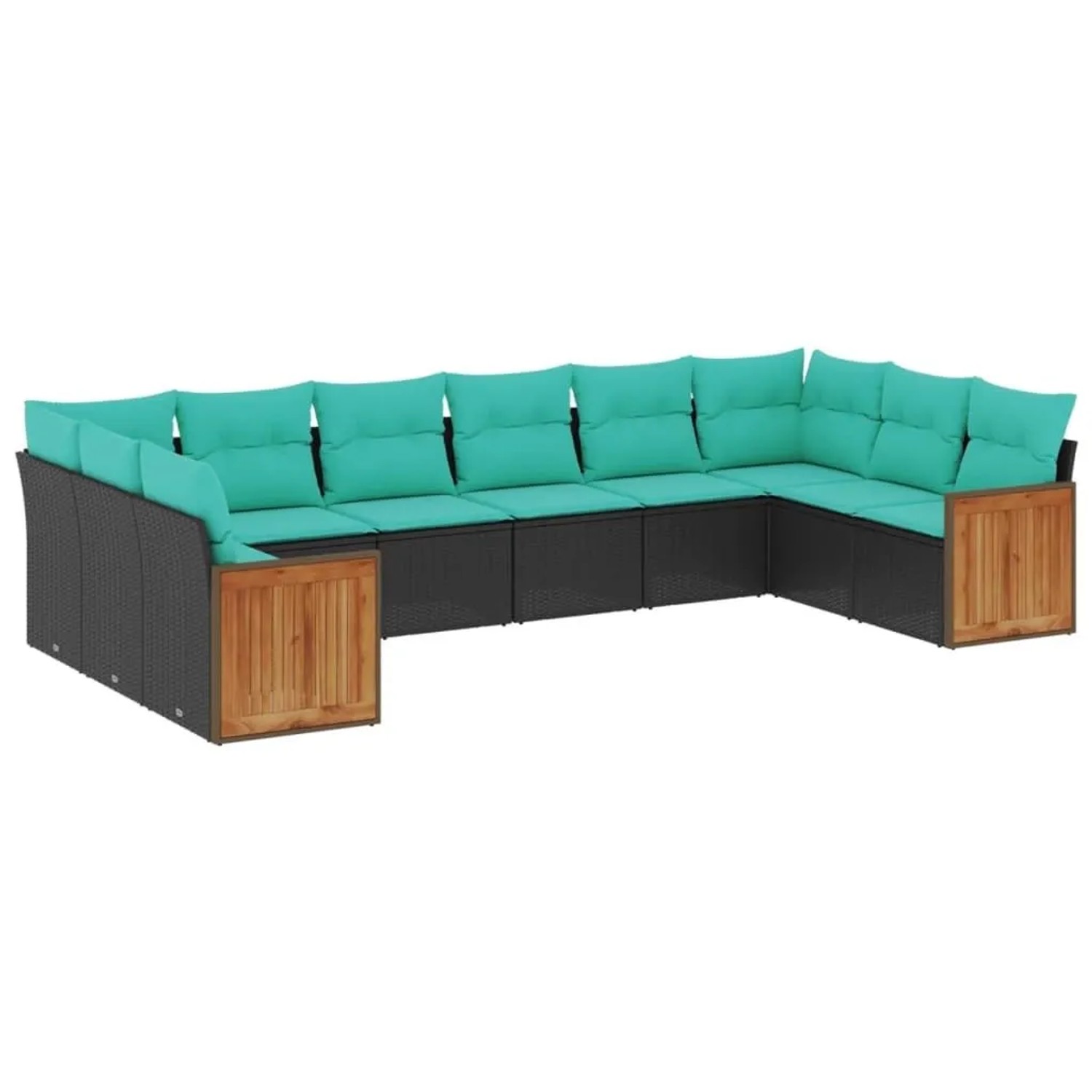 vidaXL 10-Tlg Gartensofa-Set mit Kissen Schwarz Polyrattan 3228003 günstig online kaufen
