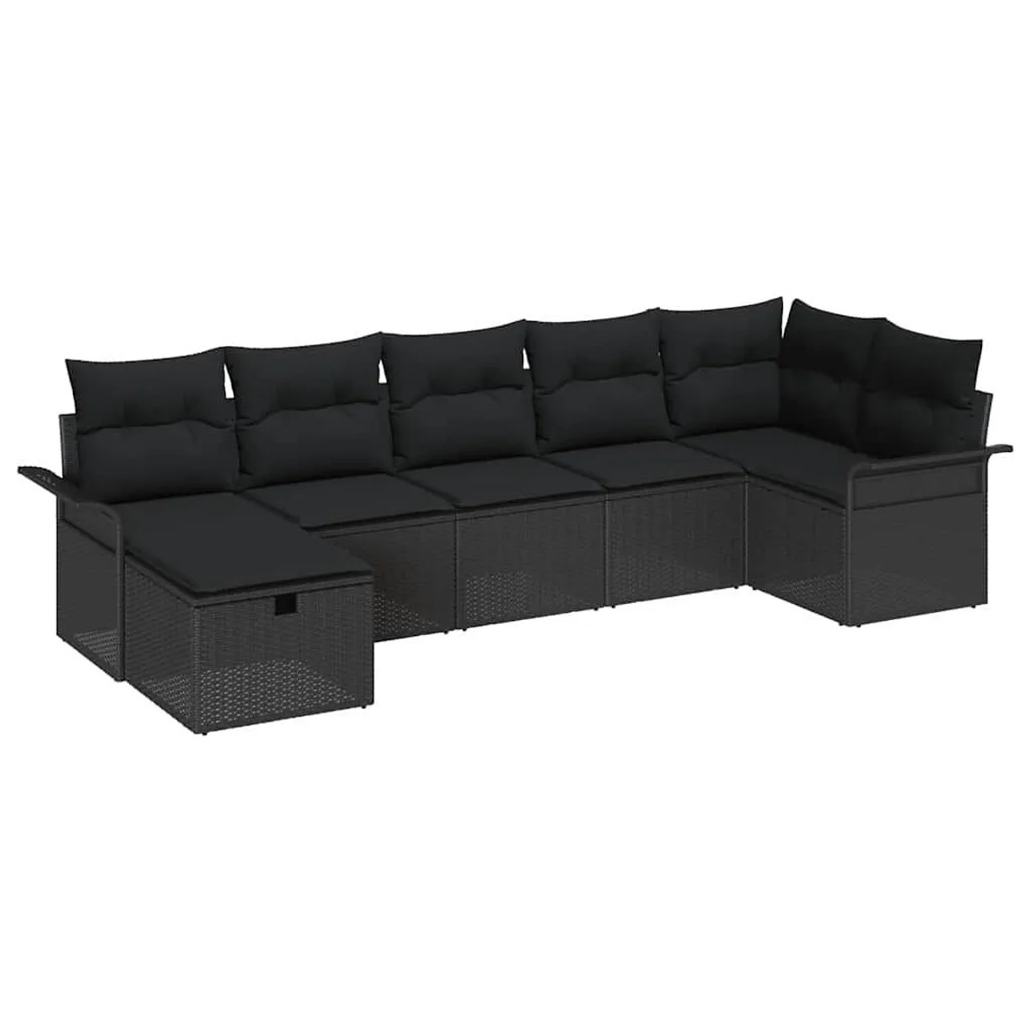 vidaXL Gartensofa-Set mit Kissen 7 Stk Schwarz Poly-Rattan 3358902