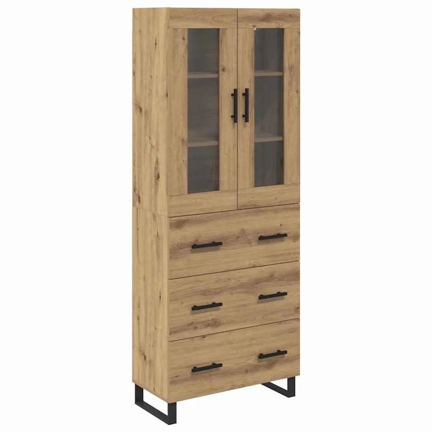 vidaXL Highboard 2-Tlg Artisan-Eiche Engineered Wood und Glas 3415996 günstig online kaufen
