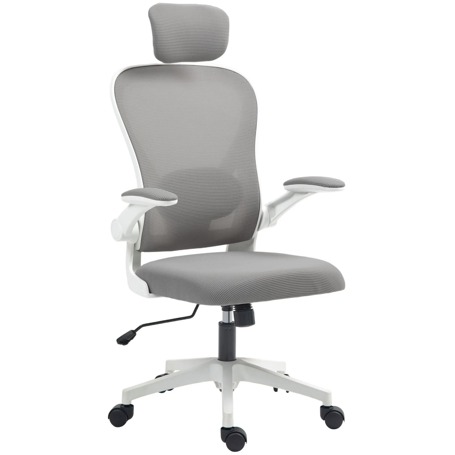 HOMCOM Bürostuhl Polyester Kunststoff 64L x 63B x 115-125Hcm Grau