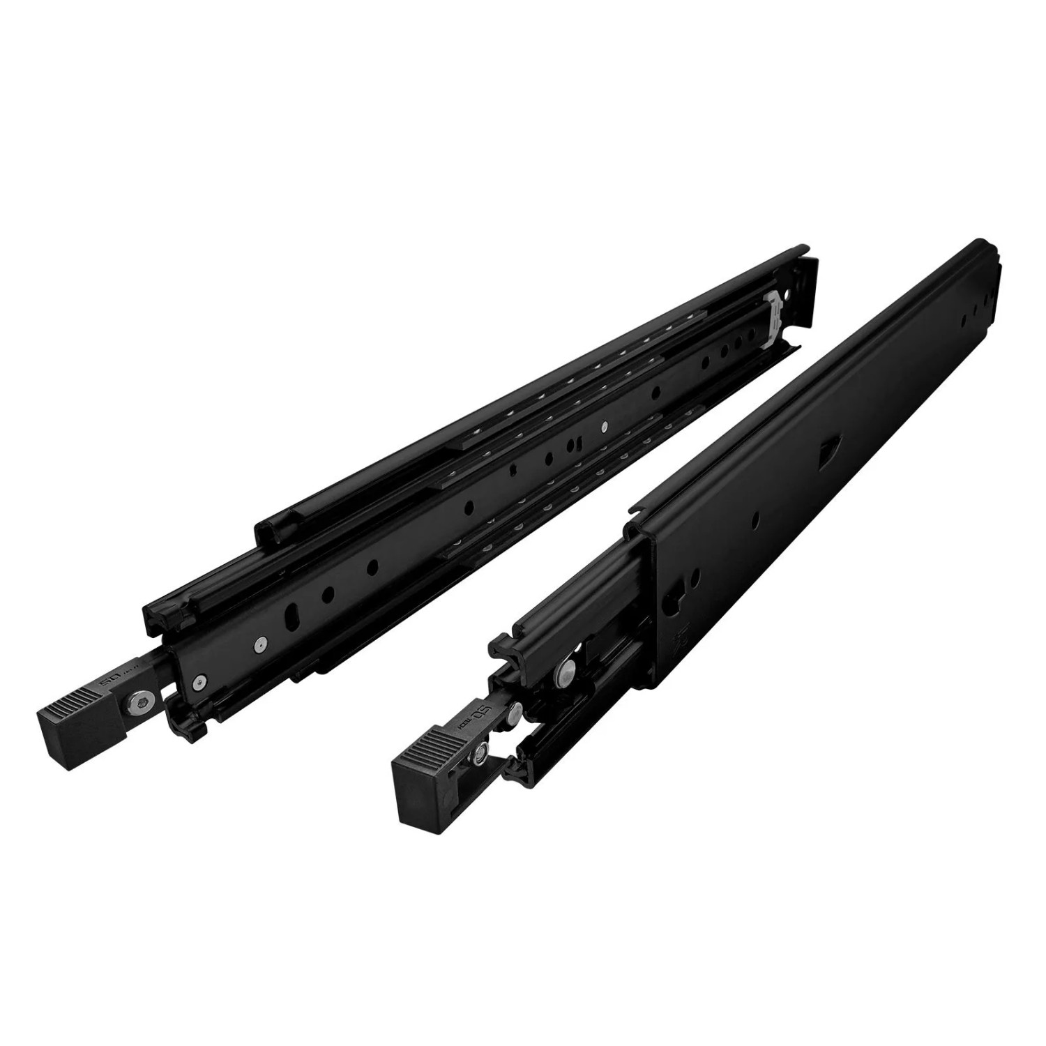 SOTECH Schwerlastauszug 200 kg KV2-200-H76-700 EH 711,4 mm Schwarz VarioSlide Zweihandverriegelung mit Lock In Out Einrastfunktion Schwarzer Hebel
