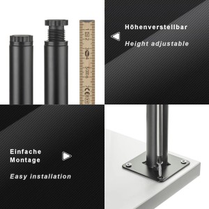SOTECH Möbelfuß LIMA, D25 x 100, schwarz matt, höhenverstellbar, einfache Montage.