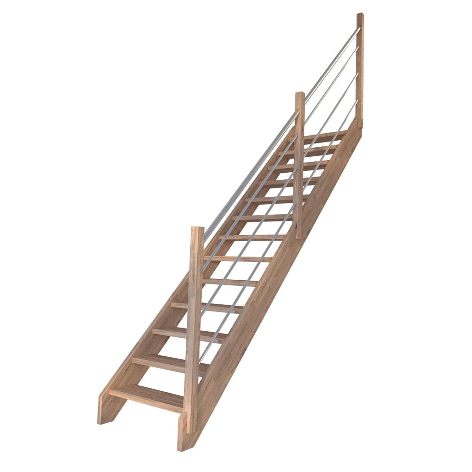 Treppe Mykonos Pro Eiche Gerade 90 cm Holz-Edelstahl-Geländer R FSC® günstig online kaufen