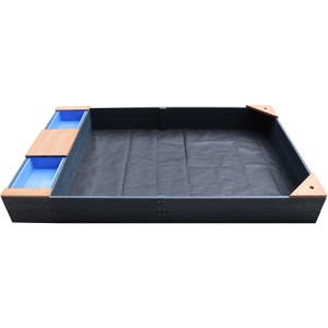 Axi Kelly Sandkasten mit Becken und Bank, anthrazit-braun, 180x115 cm. Inklusive Abdeckplane.