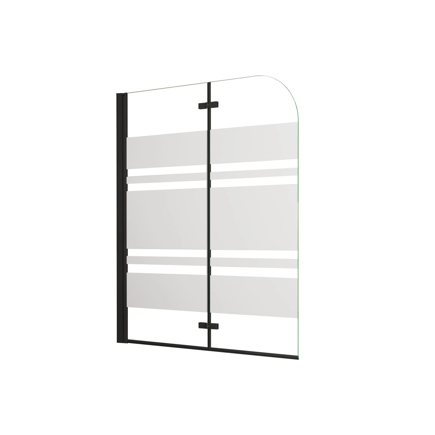 AICA 120x140cm Schwarz Faltwand 2 teilig Badewanneaufsatz Duschwand Badwannenfaltwände 6mm Nano ESG