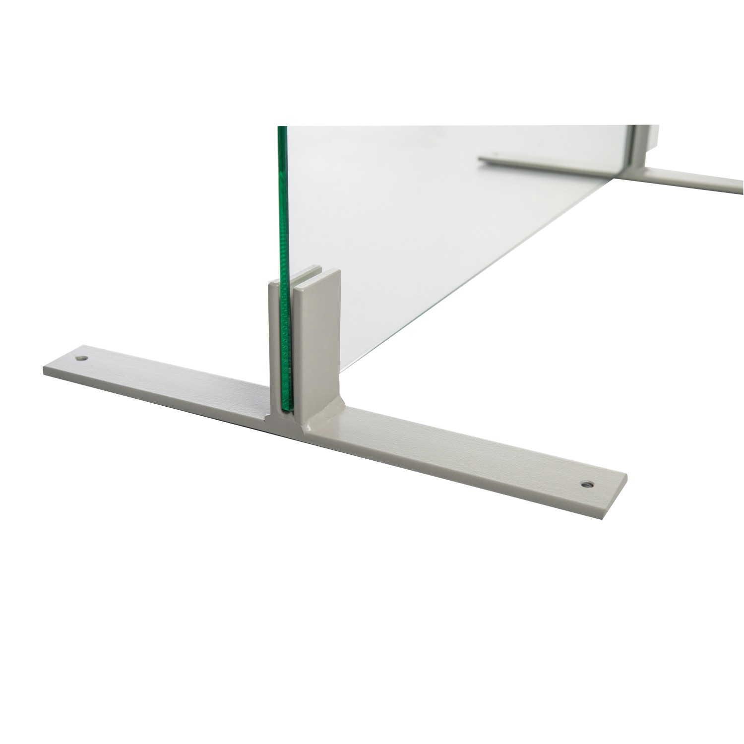 Standfuß quer für Hygiene-Schutzglas ESG 6 mm Lichtgrau 350 mm Länge