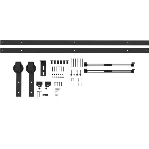 HOMCOM Schiebetür-Beschlagsatz, 244 cm, Komplett-Set mit Pufferfunktion, Zubehör für Türen.