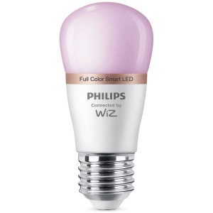 Philips Smart LED-Leuchtmittel E27, Tropfenform, Tunable White & Color, rosa leuchtend.